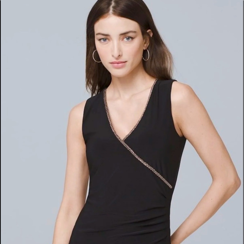 WHBM Beaded Black Sleeveless Top